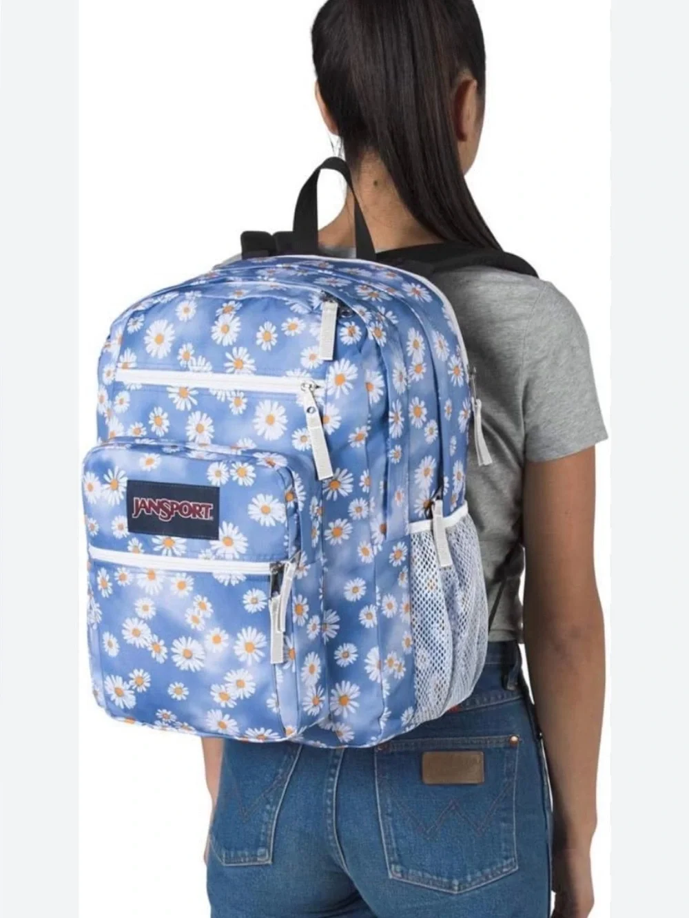 Jansport big student Light Blue Daisy Print Backpack. EXCELLENT CONDITION